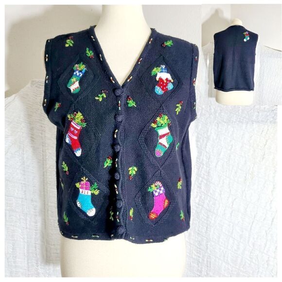 Hampshire Studio VTG Ugly Christmas Sweater Size Petite Medium - Picture 1 of 11